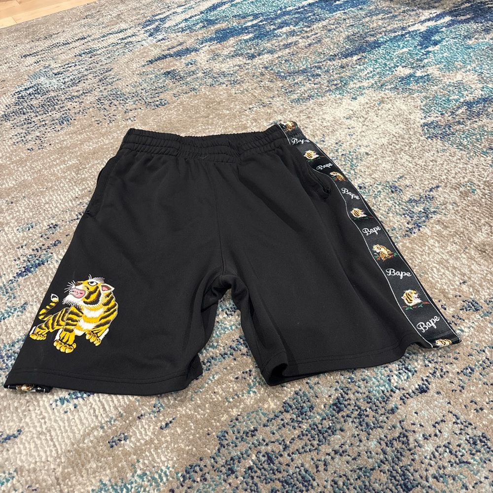 Bape  Black Shorts with Tiger Design